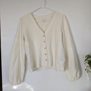 Madewell white bubble sleeve cardigan